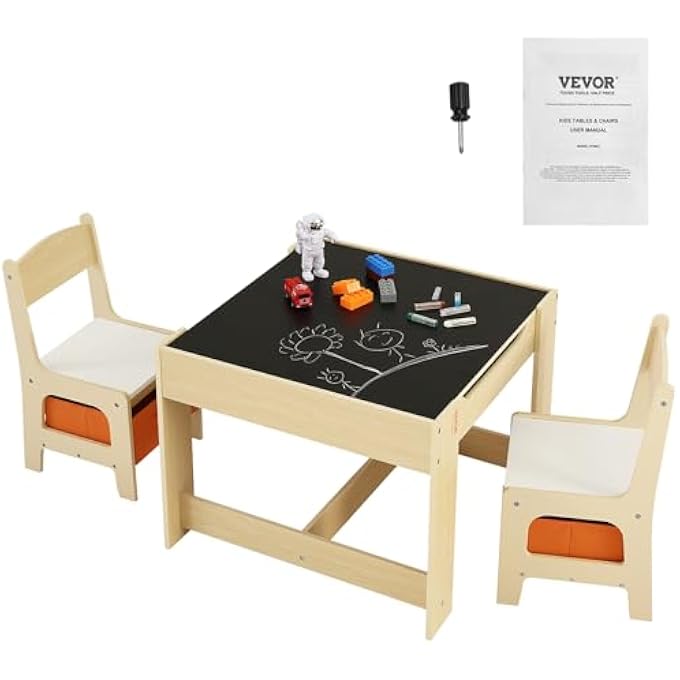 rayihni KIDS TABLE AND CHAIR SET, TODDLER WOODEN TABLE WITH STORAGE DRAWER, 3 IN 1 PLAY TABLE DETACHABLE TABLETOP FOR ART, CRAFT, READING, LEARNING KIDS TABLE AND CHAIRS FOR CLASSROOM, NURSERY, PLAYROOM - Image 2